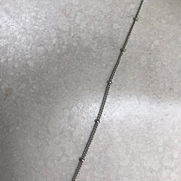 Classic Timeless Silver Plated Small Beads Cubic Zirconia Bar Pendant Necklace - Picture 10 of 15